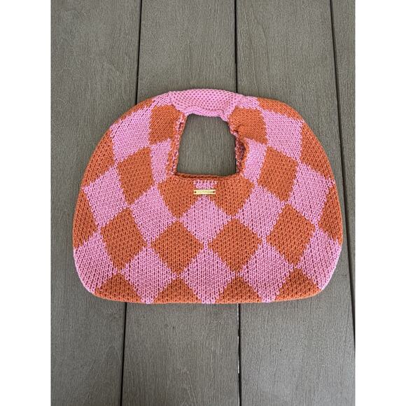 KOPARI Limited Edition Knit Argyle Bag Slouchy Circle Purse Boho Y2K - Picture 1 of 3